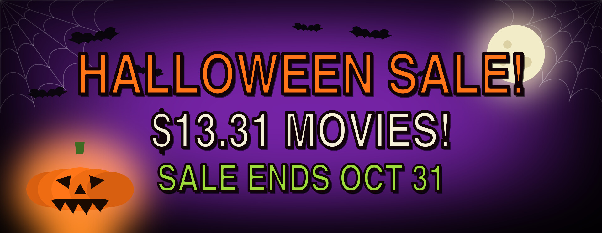 Halloween Sale — every in-stock DVD $13.31